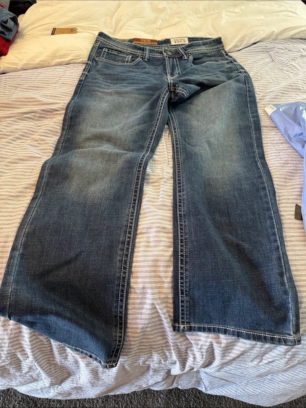 Men's Dark Blue Bootcut Jeans - Classic Comfort